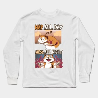 Nap All Day Mess All night Evil Cute Cat Long Sleeve T-Shirt